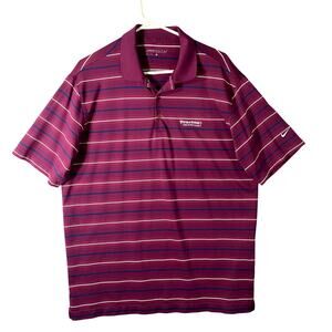 Nike Golf Dri Fit Polo Purple Striped Shirt Firestone Country Club Mens Large